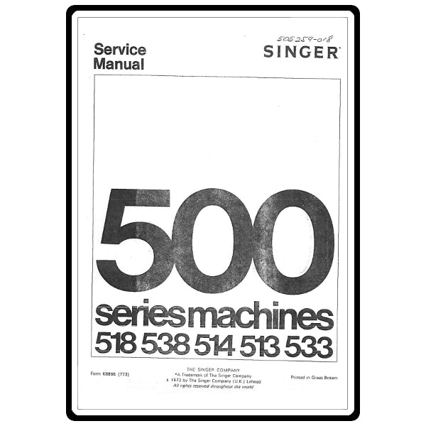 Service Manual, Singer 514 Stylist image # 4999