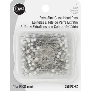 Extra-Fine, 1-3/8" White Glass Head Pins (250 CT), Dritz image # 90504