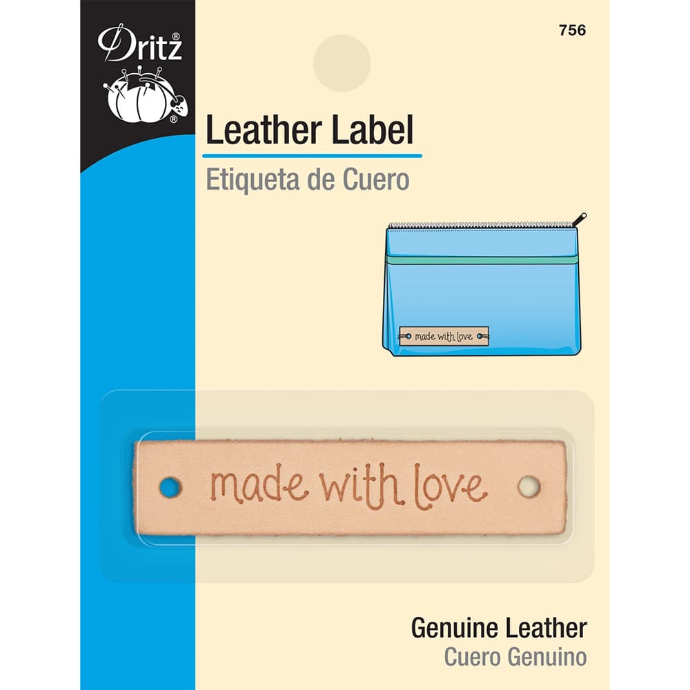 Leather Label, Rectangle, "Made with Love" image # 92900