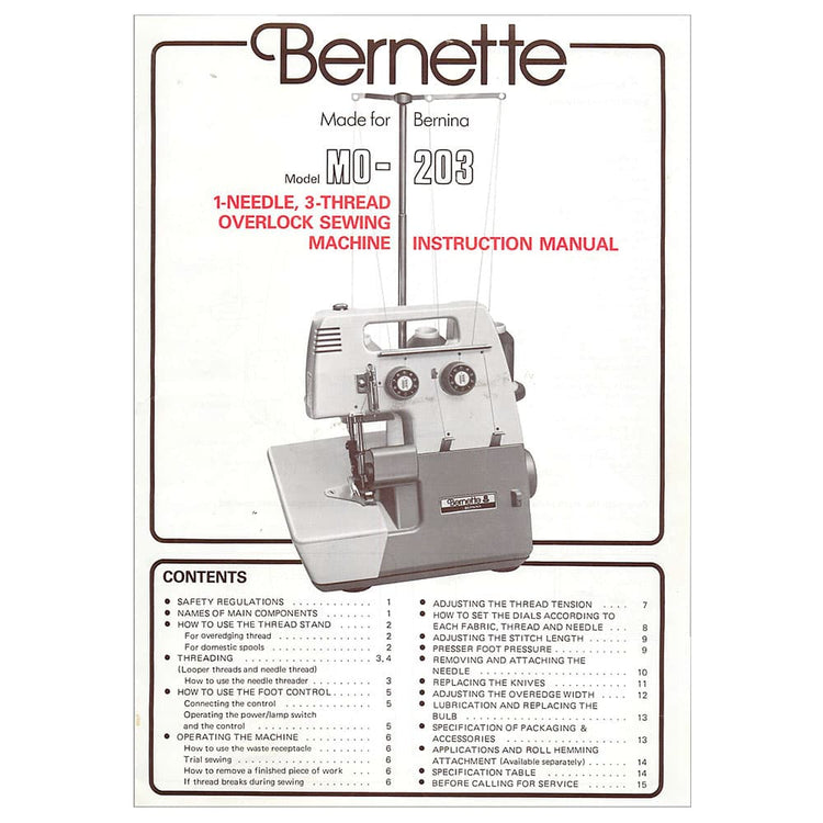 Instruction Manual, Bernette MO-203 image # 115257