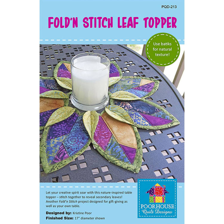 Fold-n-Stitch Leaf Topper Pattern, Poorhouse Quilt Designs image # 35136