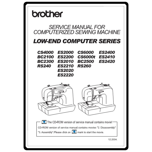 Service Manual, Brother ES2000 image # 17963