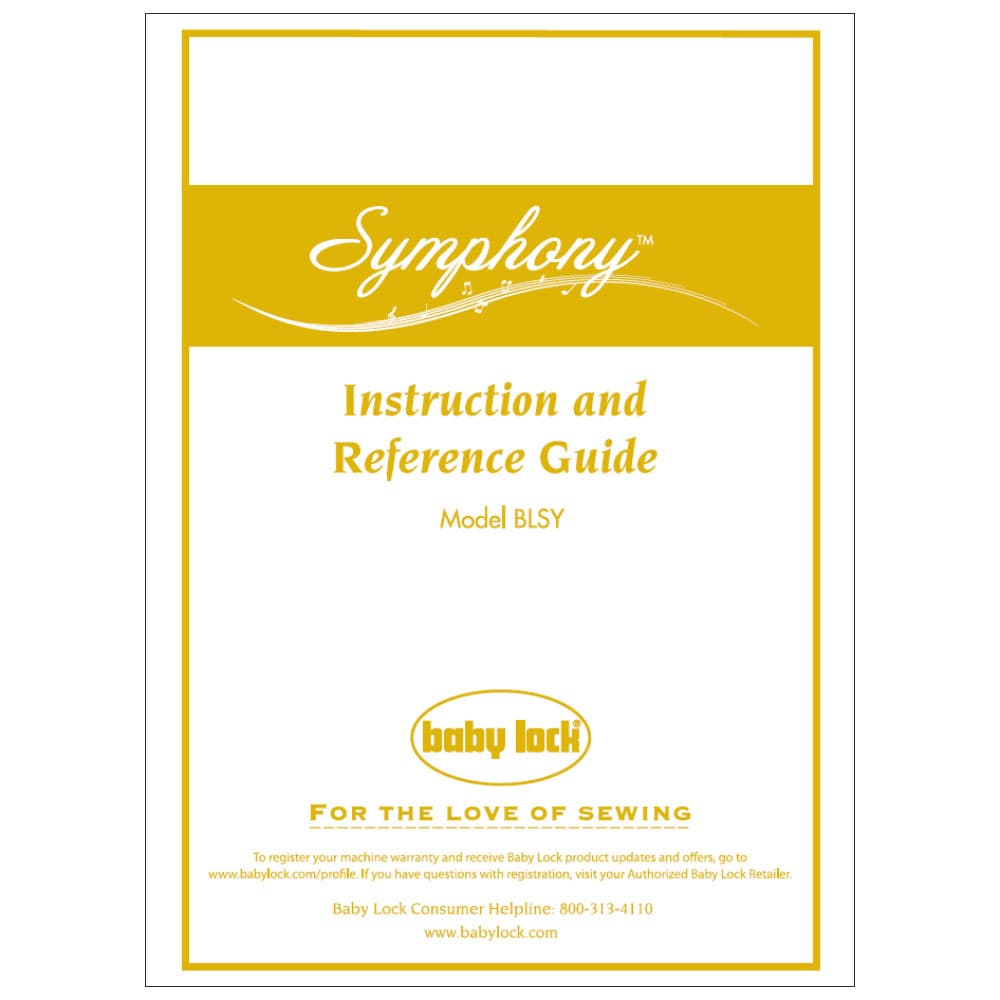 Babylock Symphony BLSY Instruction Manual image # 121962