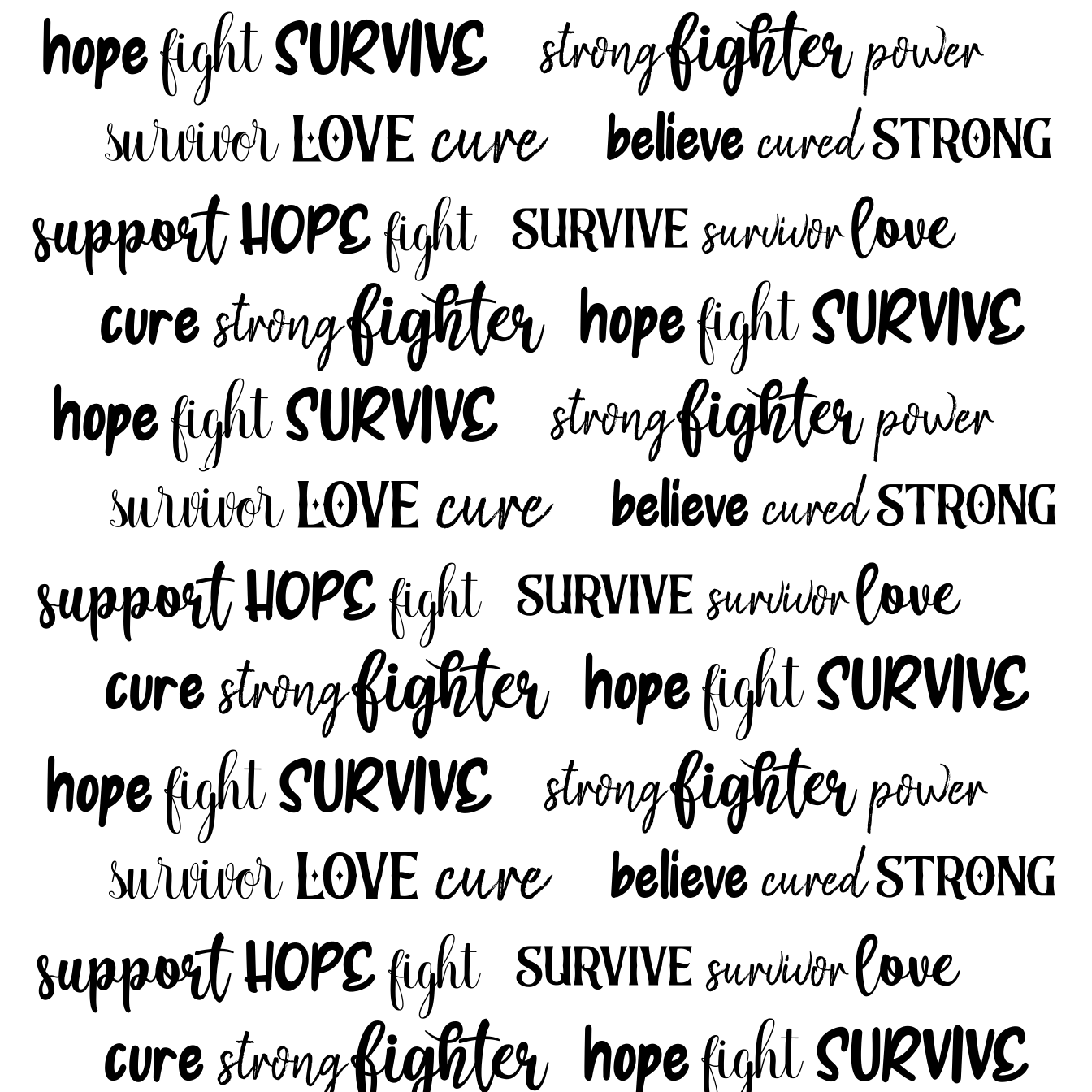 Breast Cancer Words Of Encouragement Fabric Breast cancer words of encouragement fabric