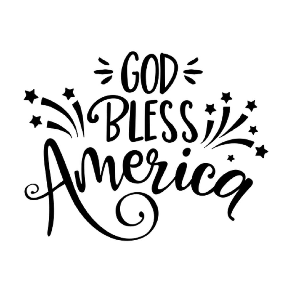 God Bless America Fabric Panel White