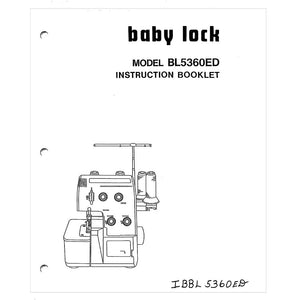 Babylock BL5360ED Instruction Manual image # 121601