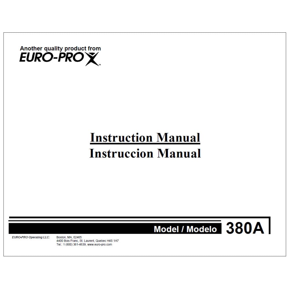 Euro Pro 380 Instruction Manual image # 119288