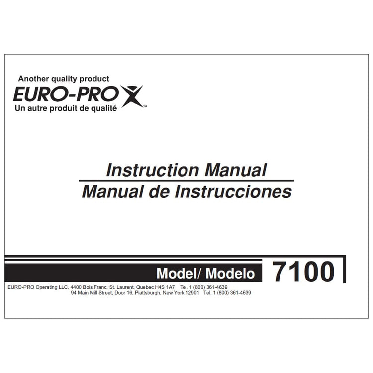 Instruction Manual, Euro Pro 7100 image # 119366