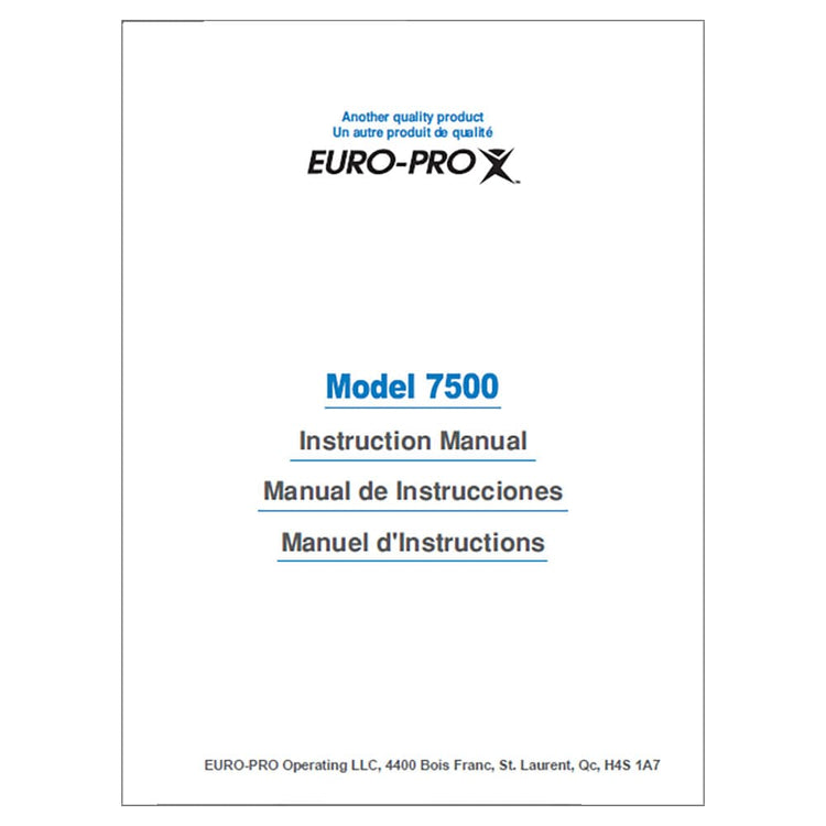 Euro Pro 7500 Instruction Manual image # 119819