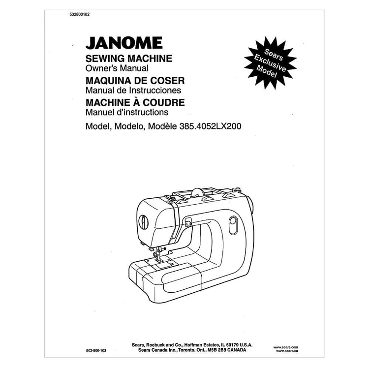 Janome 385.8080LX200 Instruction Manual image # 120395