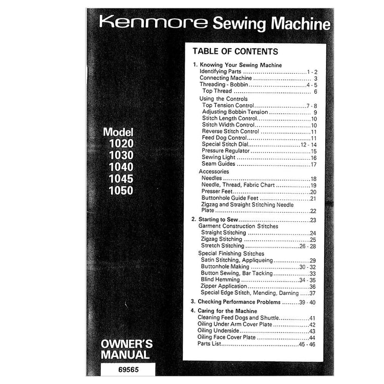 Kenmore 158.10500 Instruction Manual image # 120715