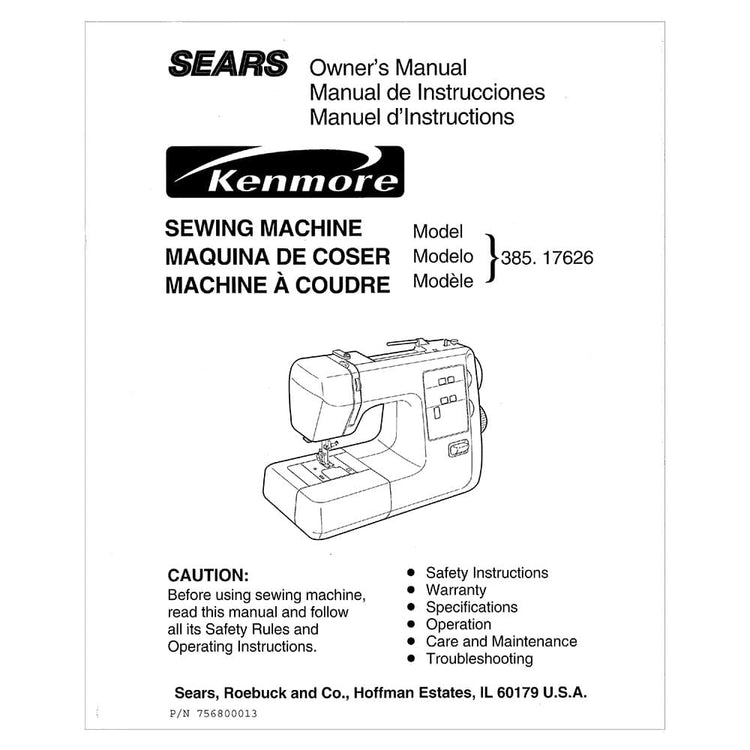 Kenmore 385.17626 Models Instruction Manual image # 121252