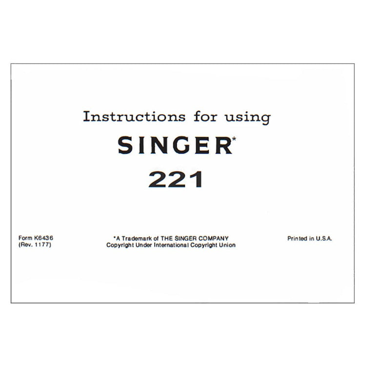 Singer 221 Instruction Manual image # 124265