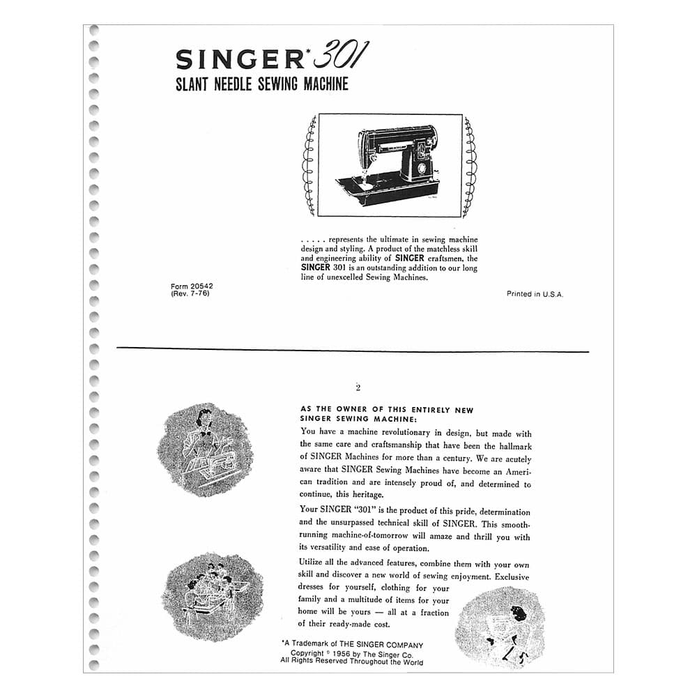 Singer 301 Instruction Manual image # 123750