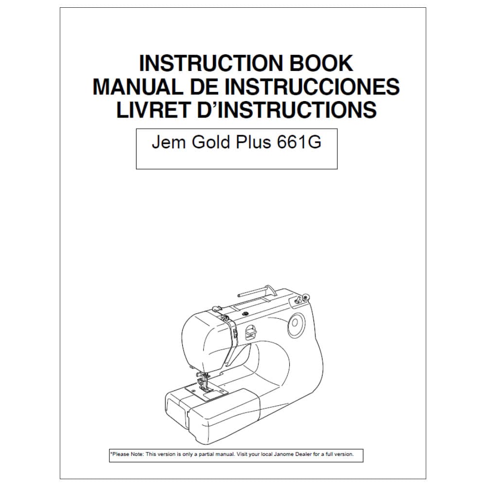 Janome Jem Gold Plus 661 Instruction Manual image # 118920