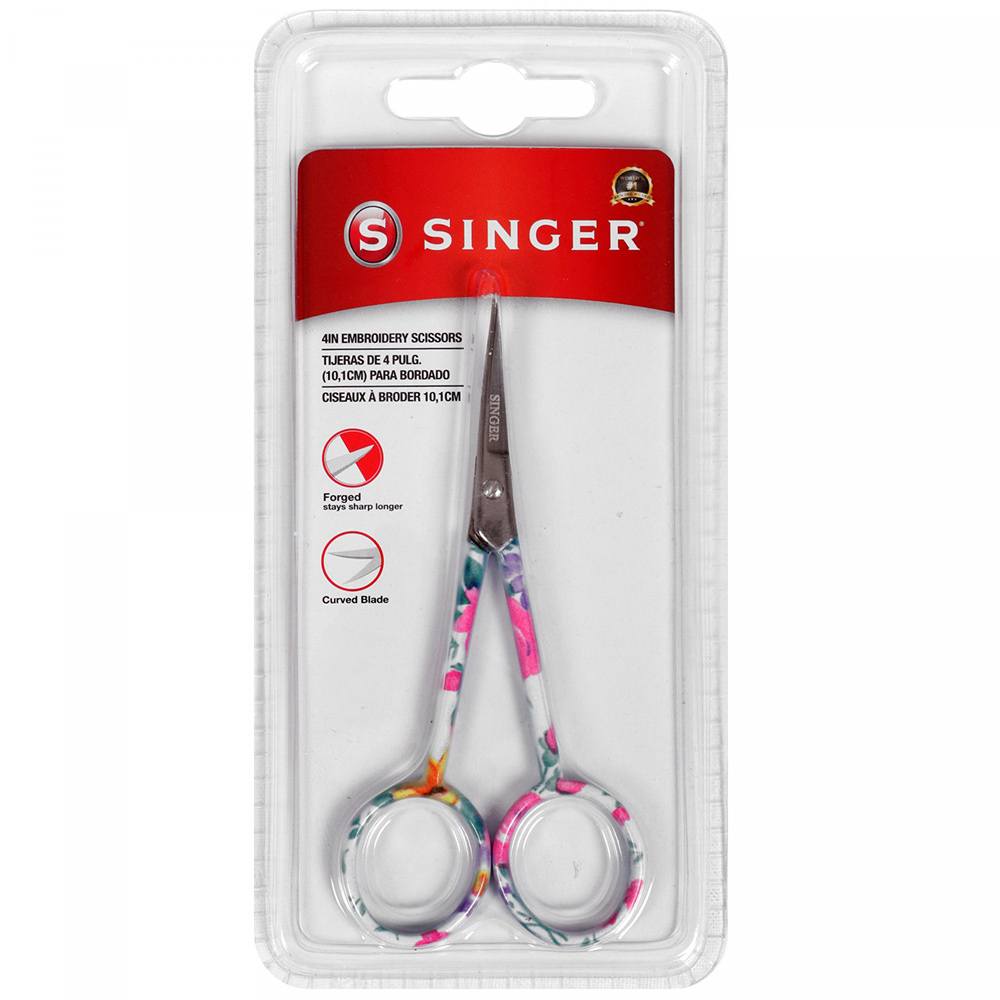 Singer 4" Floral Embroidery Scissors, Curved Tip image # 77256