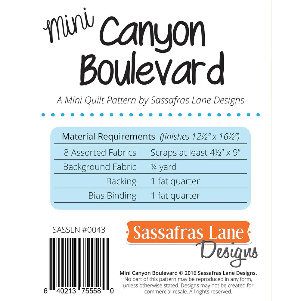 Mini Canyon Boulevard Mini Quilt Pattern image # 104071