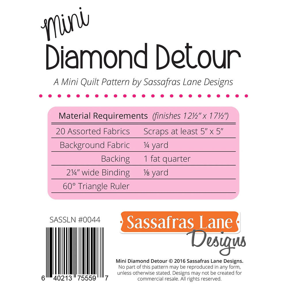 Mini Diamond Detour Mini Quilt Pattern image # 104077