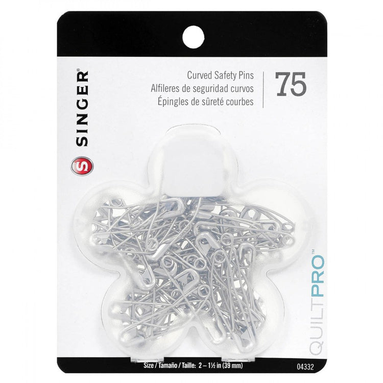 Singer, 1-1/2" Curved Safety Pins (size 2) in Flower Case - 75pk image # 85620