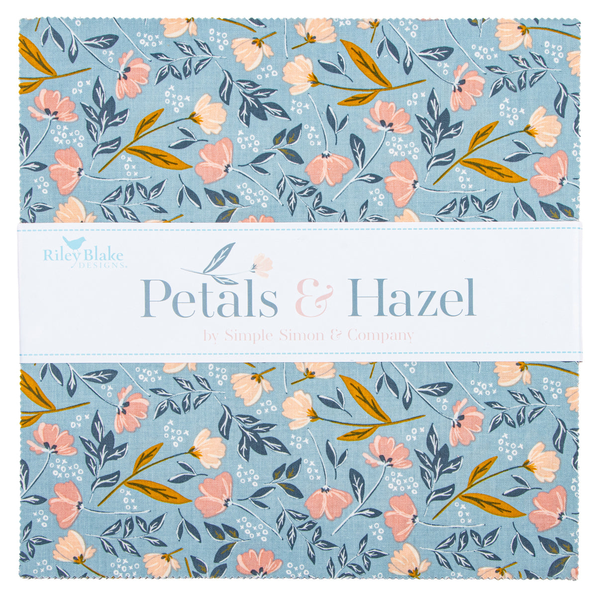 Petals & Hazel 42-piece 10-inch Stacker with a blue floral print and white paper label.