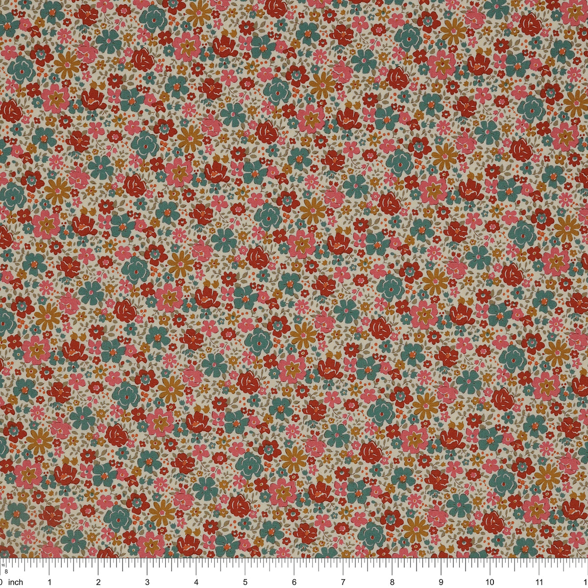 Village Life Fabric Collection - Esther Warm Cream: TIL100681-ESTHER-WARM-CREAM with ruler for scale