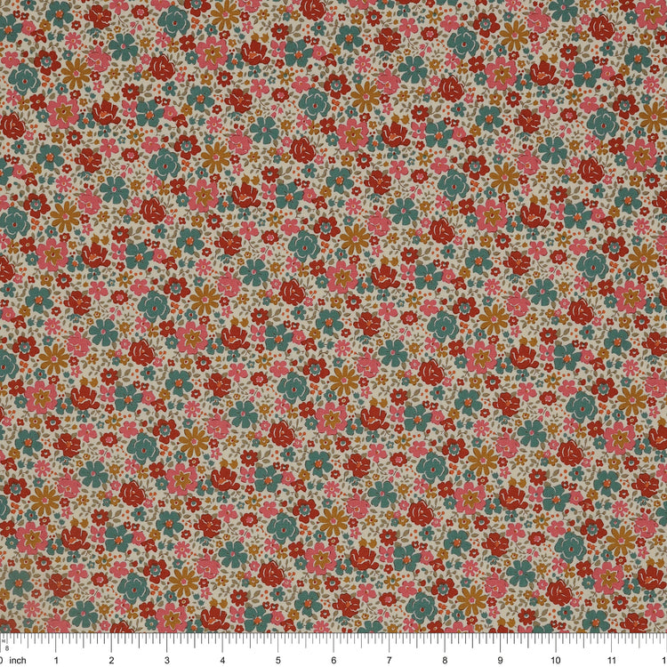 Village Life Fabric Collection - Esther Warm Cream: TIL100681-ESTHER-WARM-CREAM with ruler for scale