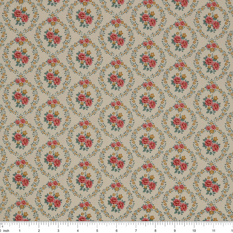 Village Life Fabric Collection - Mable Warm Cream: TIL100682-MABLE-WARM-CREAM with ruler for size