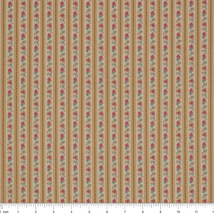 Village Life Fabric Collection - Agnes Ochre: TIL100683-AGNES-OCHRE with ruler for scale