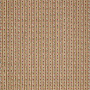 Village Life Fabric Collection - Agnes Ochre: Ochre and cream vertical stripes with tiny pink and blue floral accents TIL100683-AGNES-OCHRE