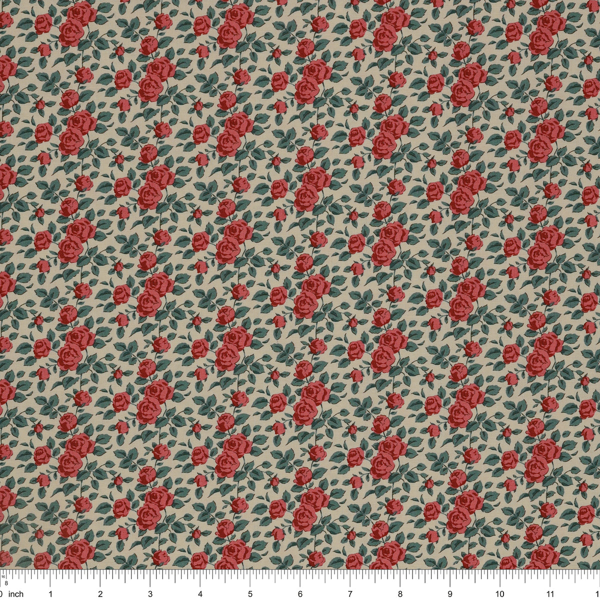 Village Life Fabric Collection - Margot Rust:  TIL100684-MARGOT-RUST with ruler for size