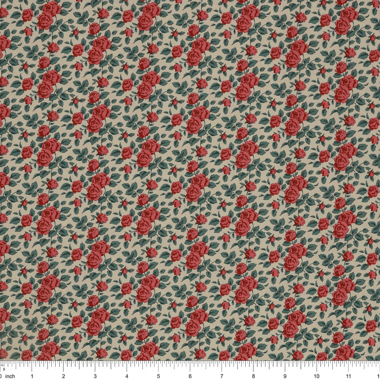 Village Life Fabric Collection - Margot Rust:  TIL100684-MARGOT-RUST with ruler for size