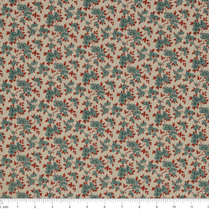 Village Life Fabric Collection - Ruth Teal: TIL100686-RUTH-TEAL with ruler for size