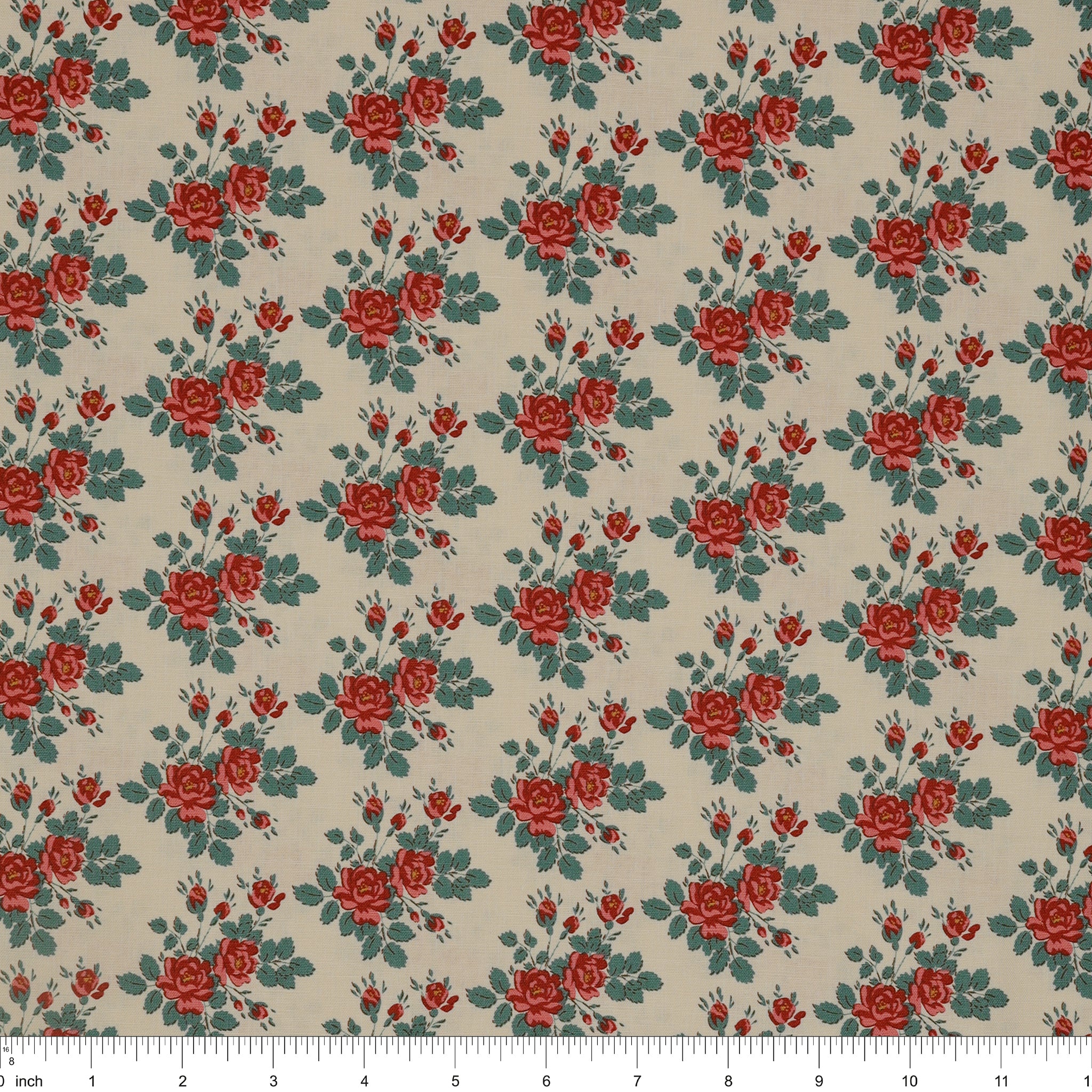 Village Life Fabric Collection - Myrtle Teal: TIL100688-MYRTLE-TEAL with ruler for size