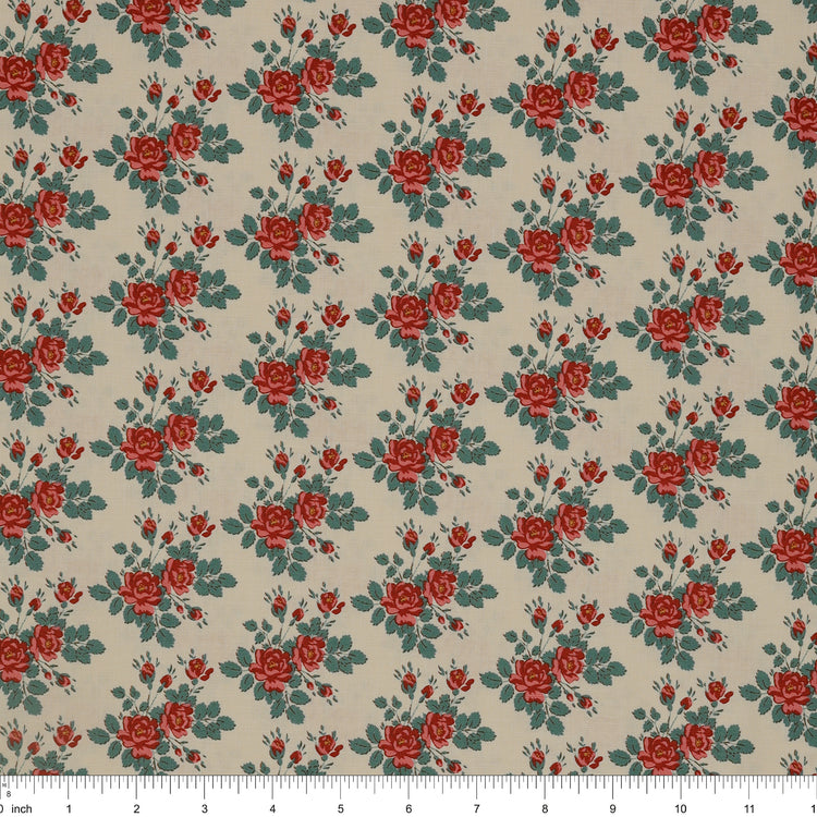 Village Life Fabric Collection - Myrtle Teal: TIL100688-MYRTLE-TEAL with ruler for size