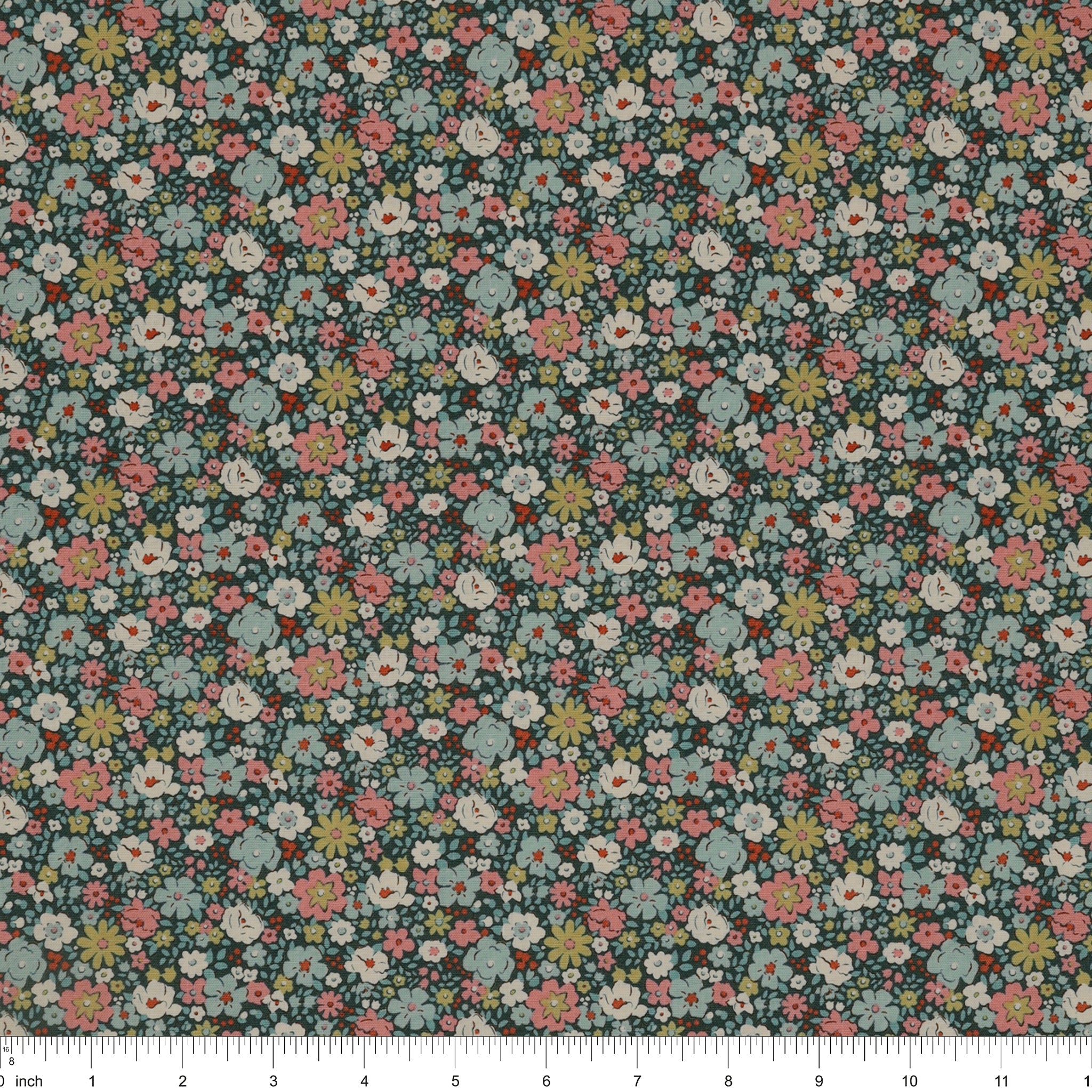 Village Life Fabric Collection - Esther Petrol: TIL100689-ESTHER-PETROL with ruler for scale