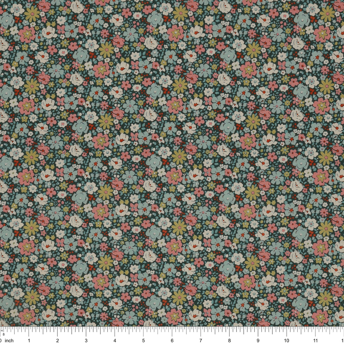 Village Life Fabric Collection - Esther Petrol: TIL100689-ESTHER-PETROL with ruler for scale