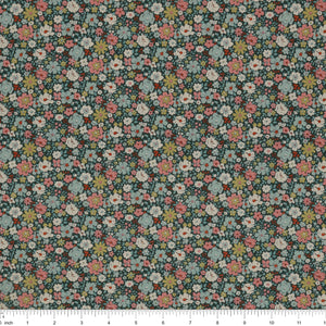Village Life Fabric Collection - Esther Petrol: TIL100689-ESTHER-PETROL with ruler for scale