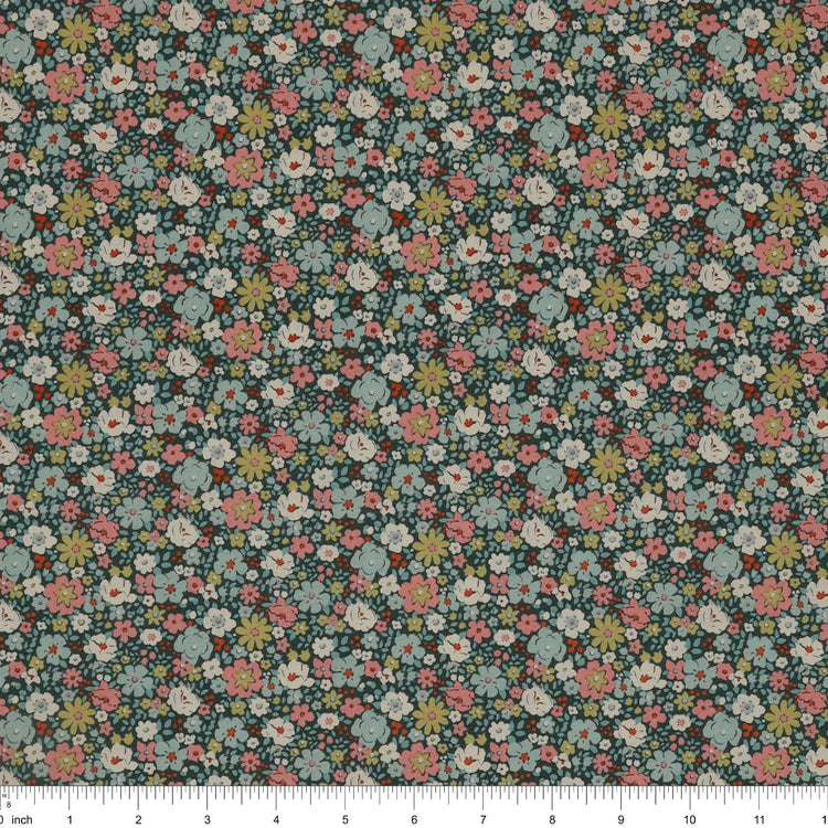 Village Life Fabric Collection - Esther Petrol: TIL100689-ESTHER-PETROL with ruler for scale