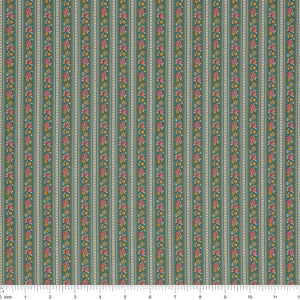 Village Life Fabric Collection - Agnes Teal: TIL100690-AGNES-TEAL with ruler for scale