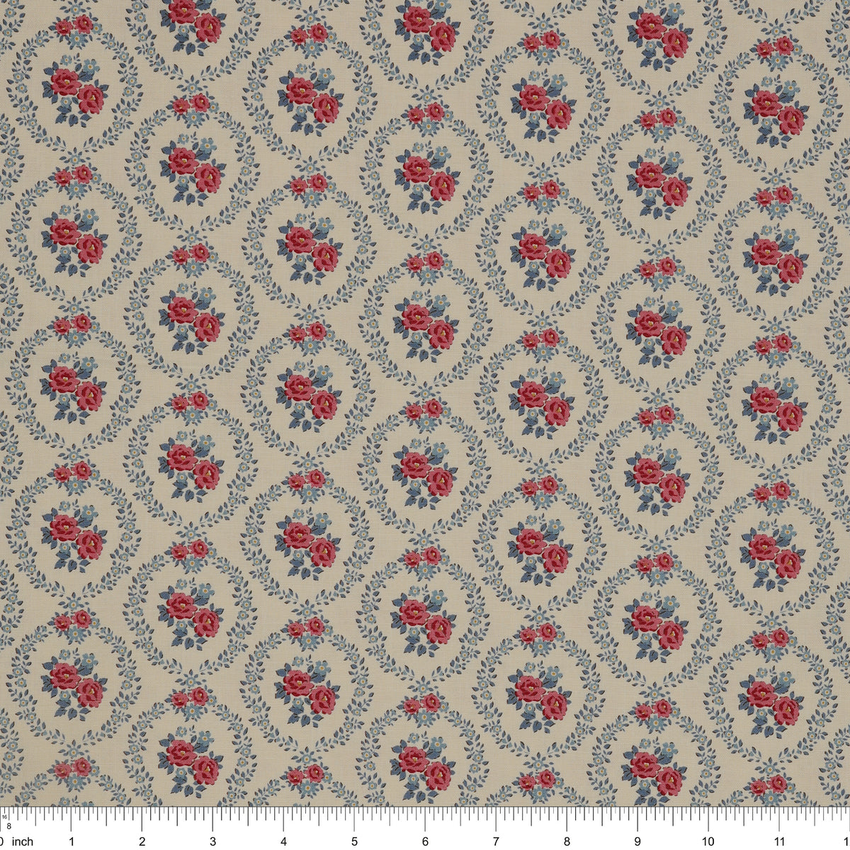 Village Life Fabric Collection - Mable Cold Cream: TIL100692-MABLE-COLD-CREAM with ruler for scale