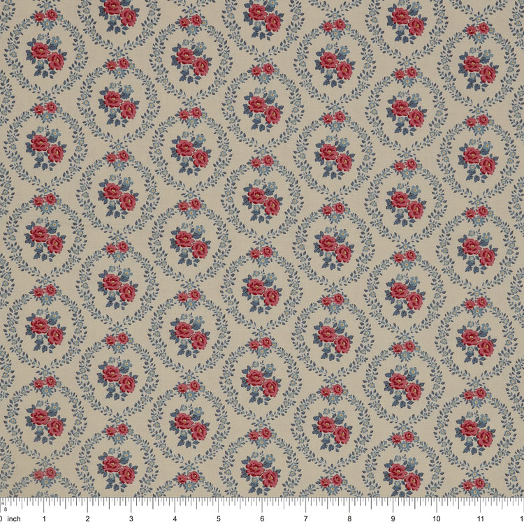 Village Life Fabric Collection - Mable Cold Cream: TIL100692-MABLE-COLD-CREAM with ruler for scale