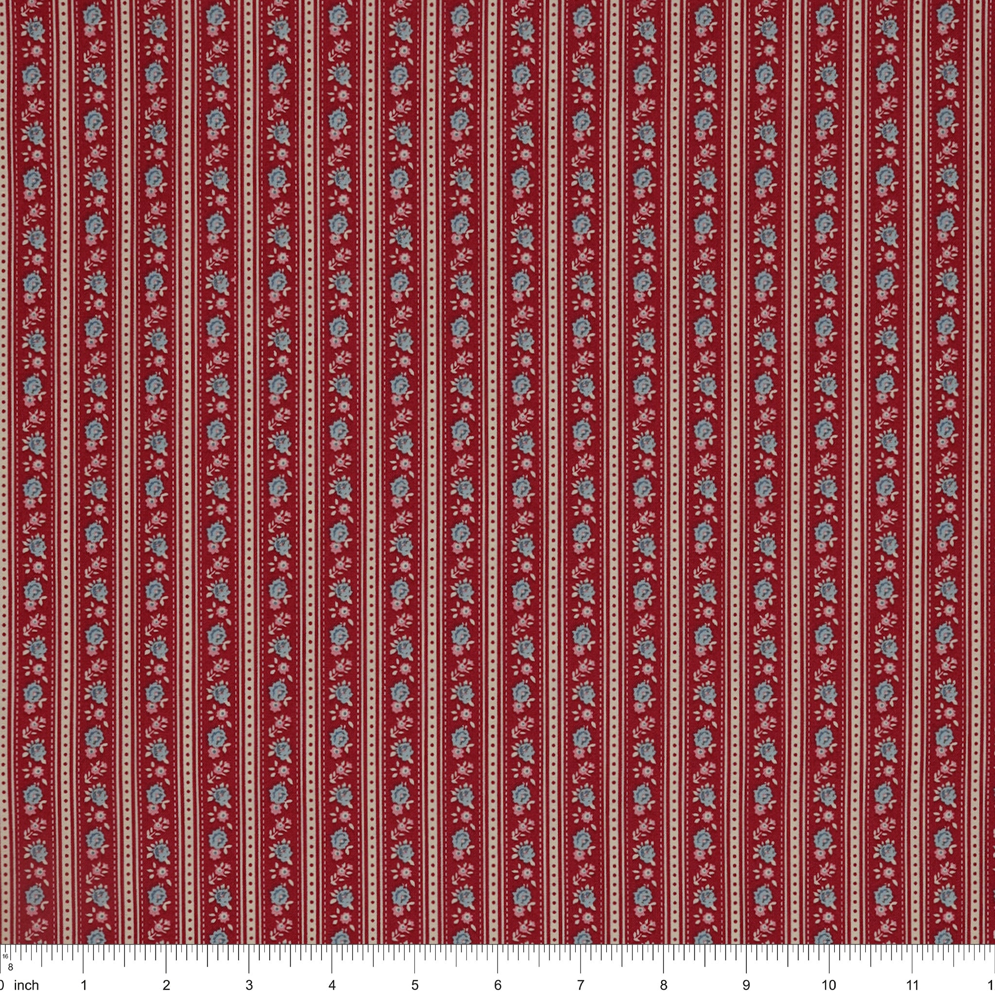 Village Life Fabric Collection - Agnes Burgundy: TIL100693-AGNES-BURGUNDY with ruler for scale