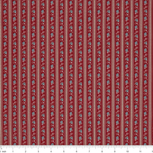 Village Life Fabric Collection - Agnes Burgundy: TIL100693-AGNES-BURGUNDY with ruler for scale