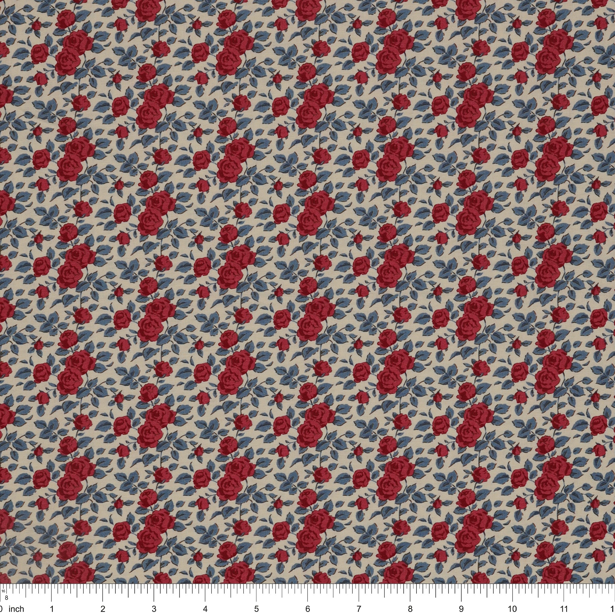 Village Life Fabric Collection - Margot Burgundy: TIL100694-MARGOT-BURGUNDY with ruler for size