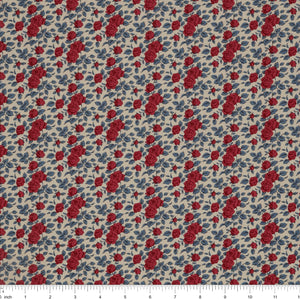 Village Life Fabric Collection - Margot Burgundy: TIL100694-MARGOT-BURGUNDY with ruler for size
