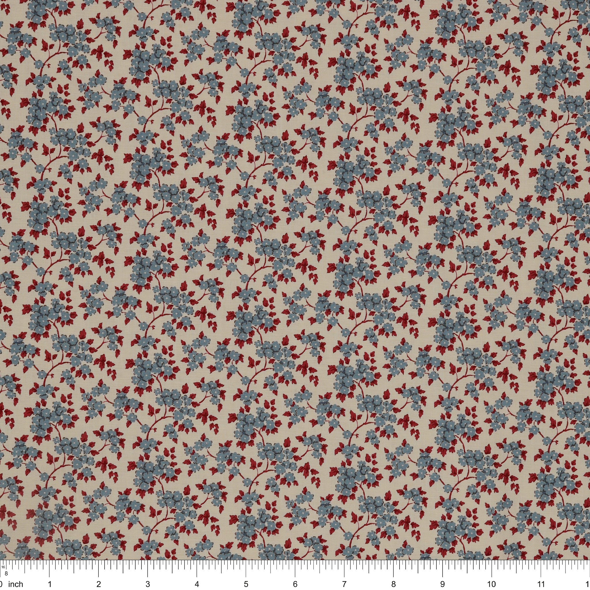 Village Life Fabric Collection - Ruth Blue: TIL100696-RUTH-BLUE with ruler for size