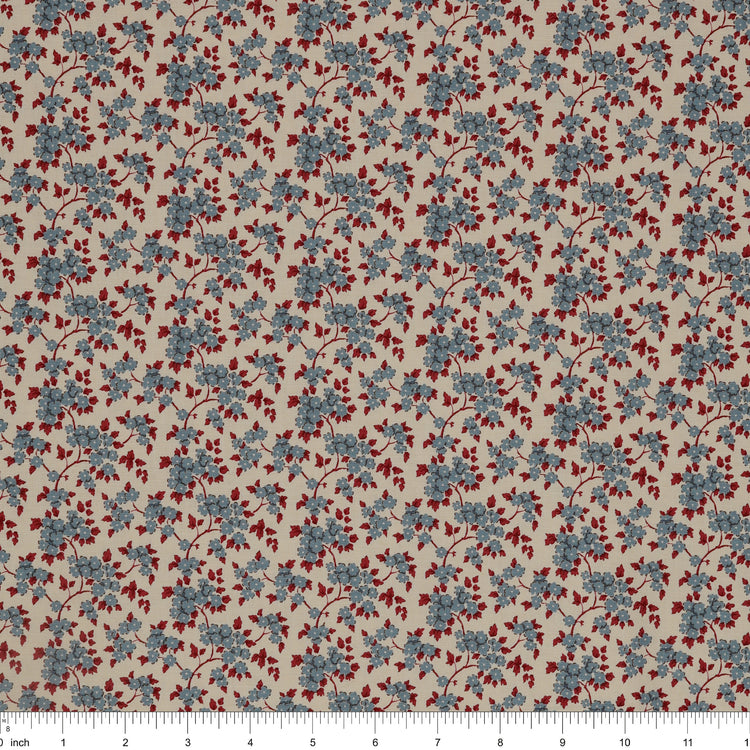 Village Life Fabric Collection - Ruth Blue: TIL100696-RUTH-BLUE with ruler for size