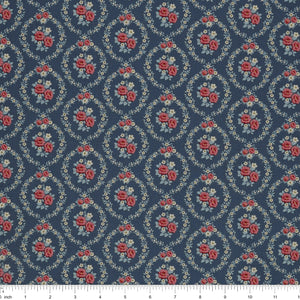 Village Life Fabric Collection - Mable Blue: TIL100697-MABLE-BLUE with ruler for size
