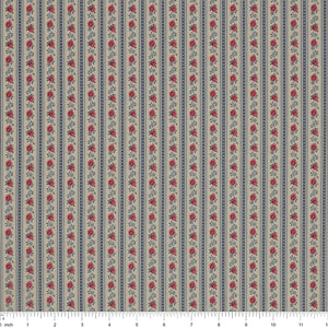 Village Life Fabric Collection - Agnes Blue: TIL100700-AGNES-BLUE with ruler for scale