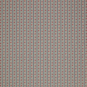 Village Life Fabric Collection - Agnes Blue: Blue and cream vertical stripes with tiny pink and blue floral accents TIL100700-AGNES-BLUE